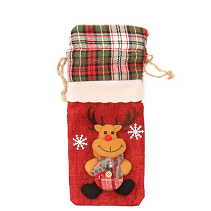 Christmas Bottle Decor Set Santa Claus Snowman Deer Christmas Wine Bottle Cloth Cover Party Ornament DTT88