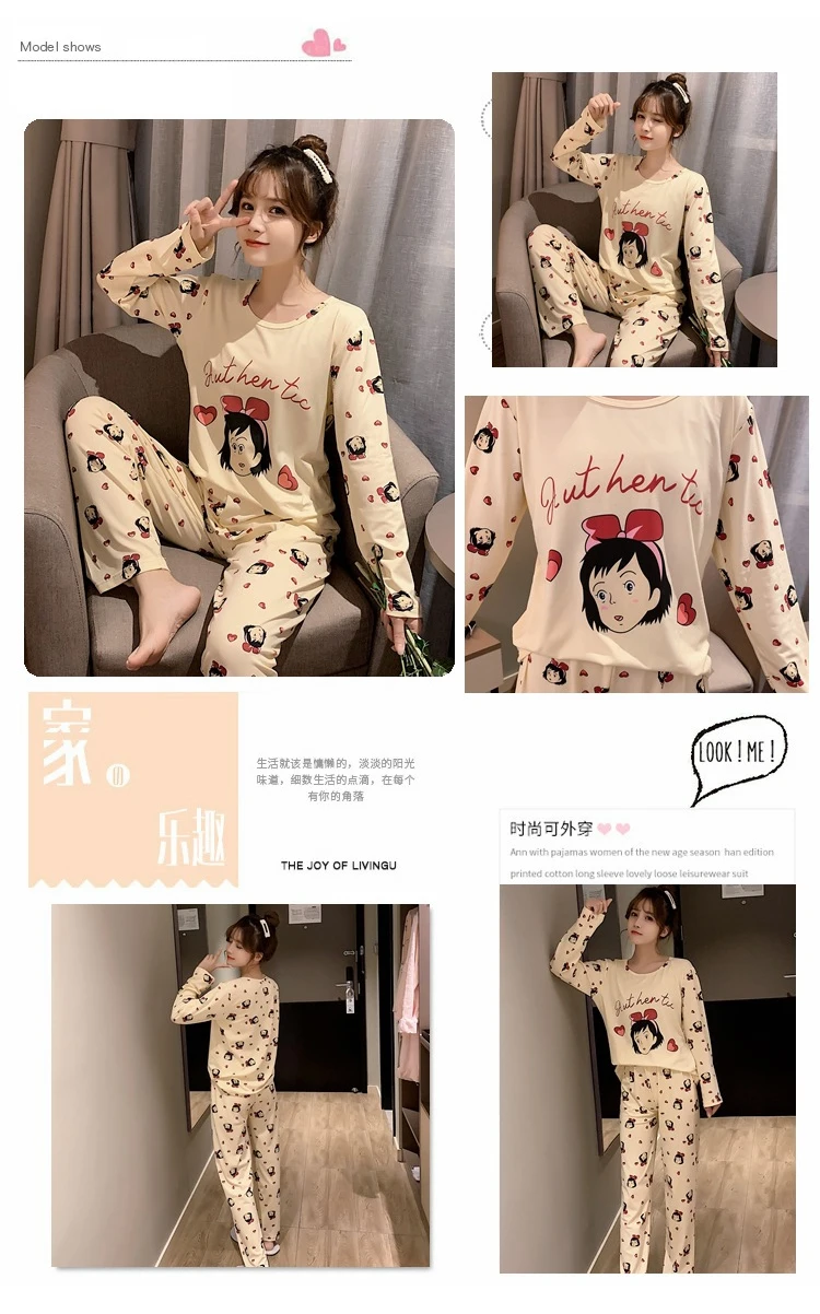 Женский пижамный комплект, зимняя одежда с героями мультфильмов для девочек, пижамы размера плюс M-5XL, пижама с длинными рукавами, костюм для сна