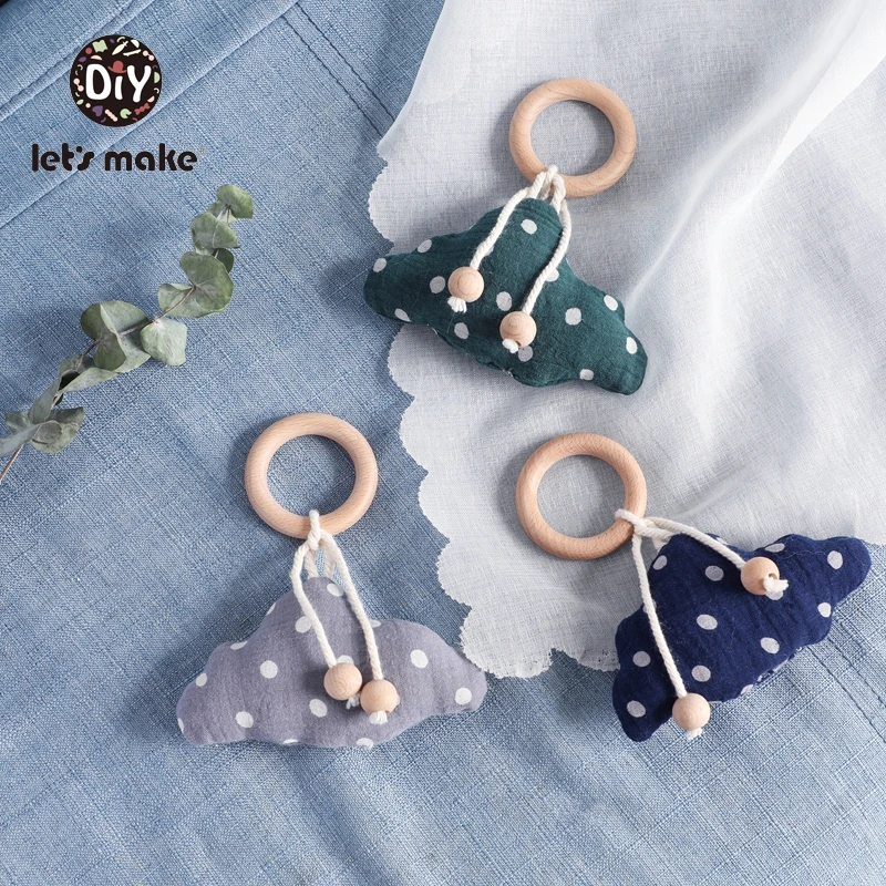 Let's Make Children's Toys Mobile On The Bed Kids Toys For Toddlers Cotton Filling Bell 1PC Cloud Soft New Born Wooden Rattle