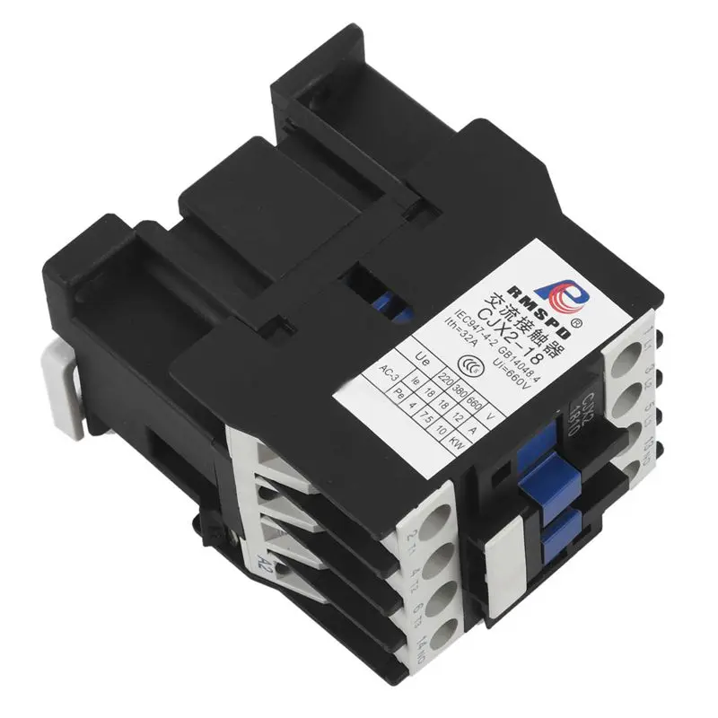 Контактор переменного тока реле стартера двигателя(LC1) CJX2-1810 3P+ NO 220V Катушка 18A 4 кВт синий и черный