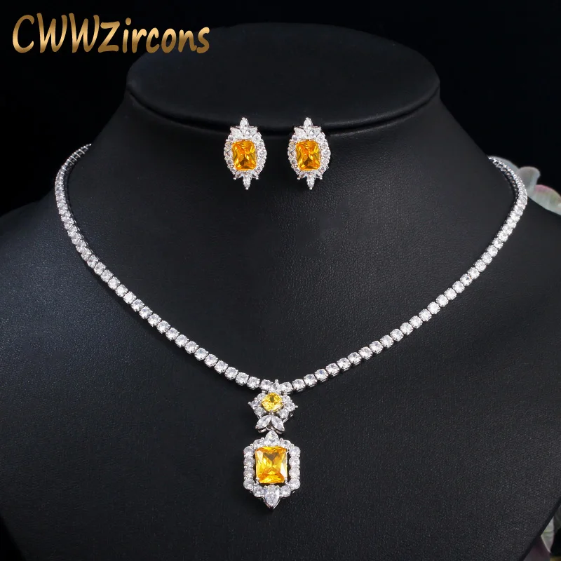 JEWELRY Ｙ CWWZircons Shiny Yellow Cubic Zirconia Stone Round Tennis