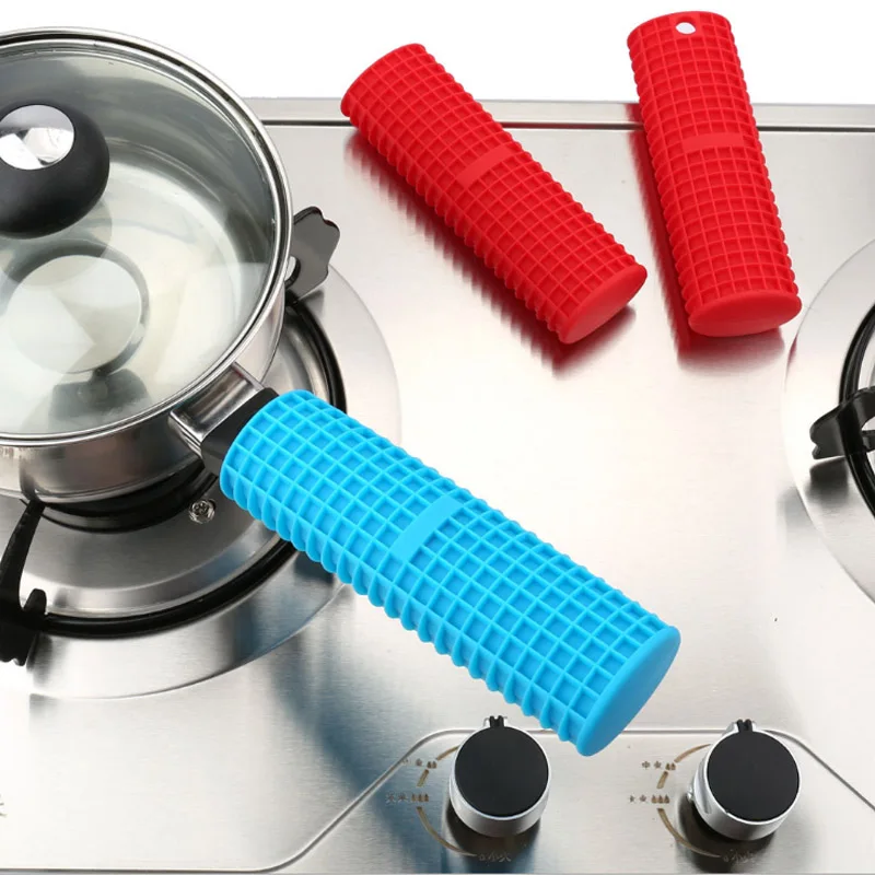 

Cookware Parts 1Pcs Heat Resistant Kitchen Tools Saucepan Holder Sleeve Non-slip Silicone Pan Handle Cover Insulation Mitts