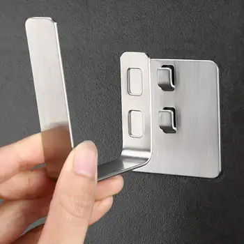 

2Pcs Stainless Steel Pot Lid Chopping Board Holder Tool Utensils Hangers Door Clothes Rack Towel Kitchen Hanger Hook