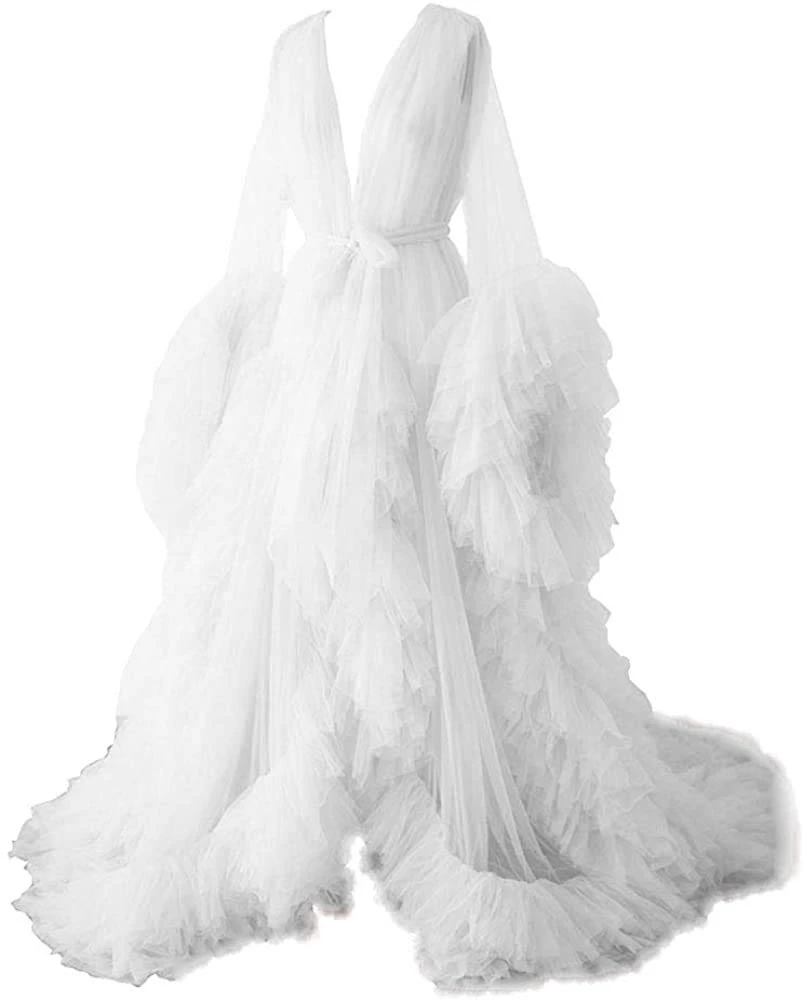Maternity dress robe women photography dress ladies dressing gown sheer long robe fluffy maternity robe for photo shoot bathrobe