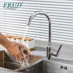 Frud Stainless Steel Kitchen Mixer Taps Chrome Sink Faucets 360 Degree Rotatable Tapware Hot and Cold Water Mixers R44052-10