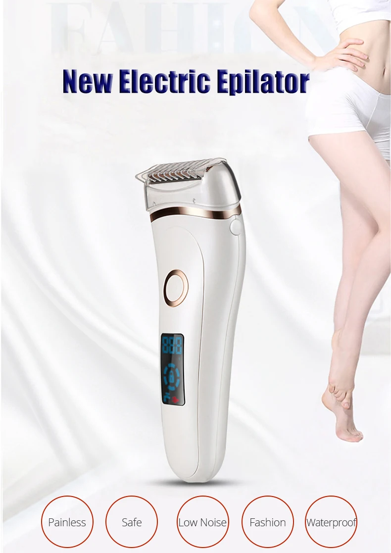 KLT58 перезаряжаемый Электрический эпилятор, средство для удаления волос на теле, безболезненная Женская бритва, триммер для бикини, водонепроницаемый, зарядка через usb, ЖК-дисплей