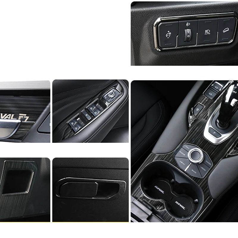 

Lsrtw2017 Stainless Steel Car Door Sound Panel Roof Light Frame Door Cup Slot Mat for Haval F7 F7x Interior Accessories