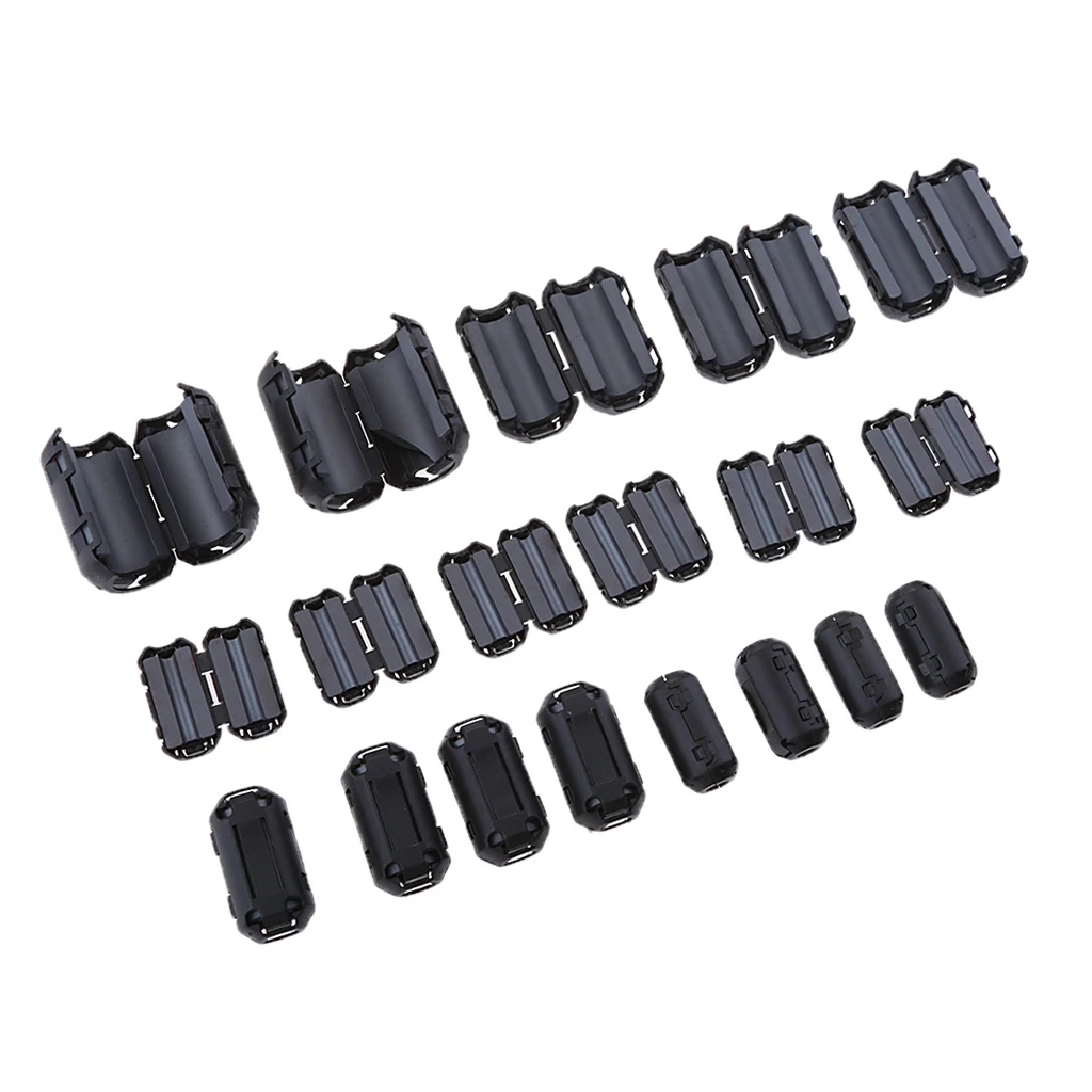 20Pcs Cable Clips Clip-on Ferrite Core Ring RFI EMI Anti-Noise Suppressor Filter