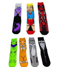 Носки с рисунком Дэдпула Супергерл крокодил Лев кот милые забавные мужские и женские хлопковые носки персонализированные модные Спортивные Повседневные носки