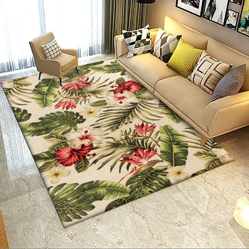 

American Country Flowers Carpets Romantic Living Room Sofa Area Rugs Bedroom Study Floor Mat Home Coffee Table Non-Slip Tapete