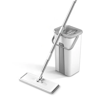

Mop Pads Wet Or Dry Usage Bathroom Accessories Flat Squeeze Mop and Bucket Hand Free Wringing Floor Cleaning Microfiber