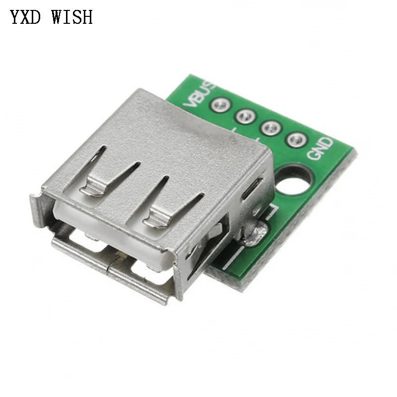 

10pcs Type A Female USB To DIP 2.54MM PCB Board Adapter Converter Usb Female 4Pin Connector For Mobile Phone Wire Connectors