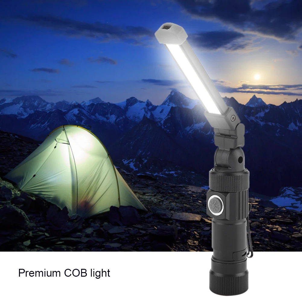 

Small Flashlight 6W+1W USB Charging COB Emergency Lamp Portable LED Work Light with Magnetic Tail flashlight for bicycle