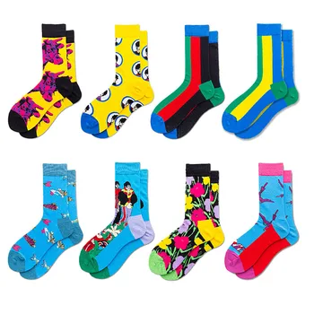 

men women Couple socks Harajuku Colorful Funny cartoon pictures noble bull fish cotton Casual socks Christmas gift носки