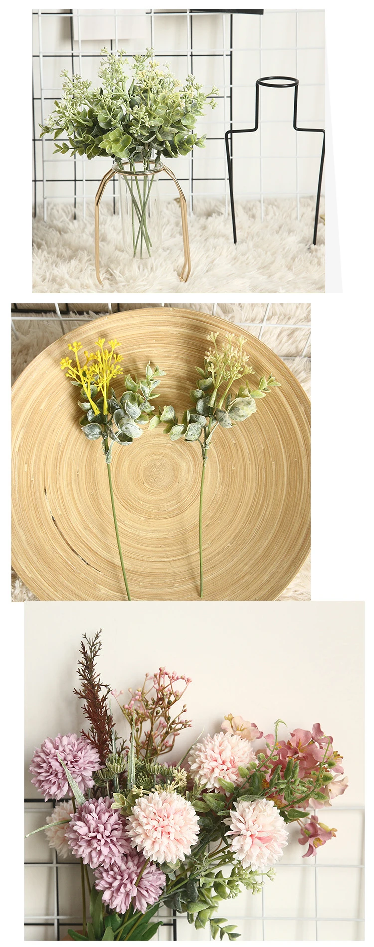 JAROWN Matching Flowers Eucalyptus Fake Fruit Artificial Plant Wedding DIY Bouquet Holding Flower Home Flower Arrangement Decoration (13)