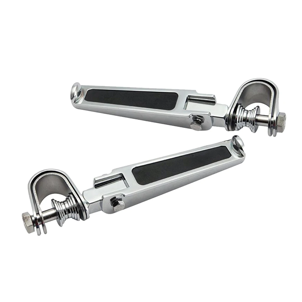 2pcs Silver Universal Motorcycle Foot Pegs Bracket Folding Engine Crash Bar
