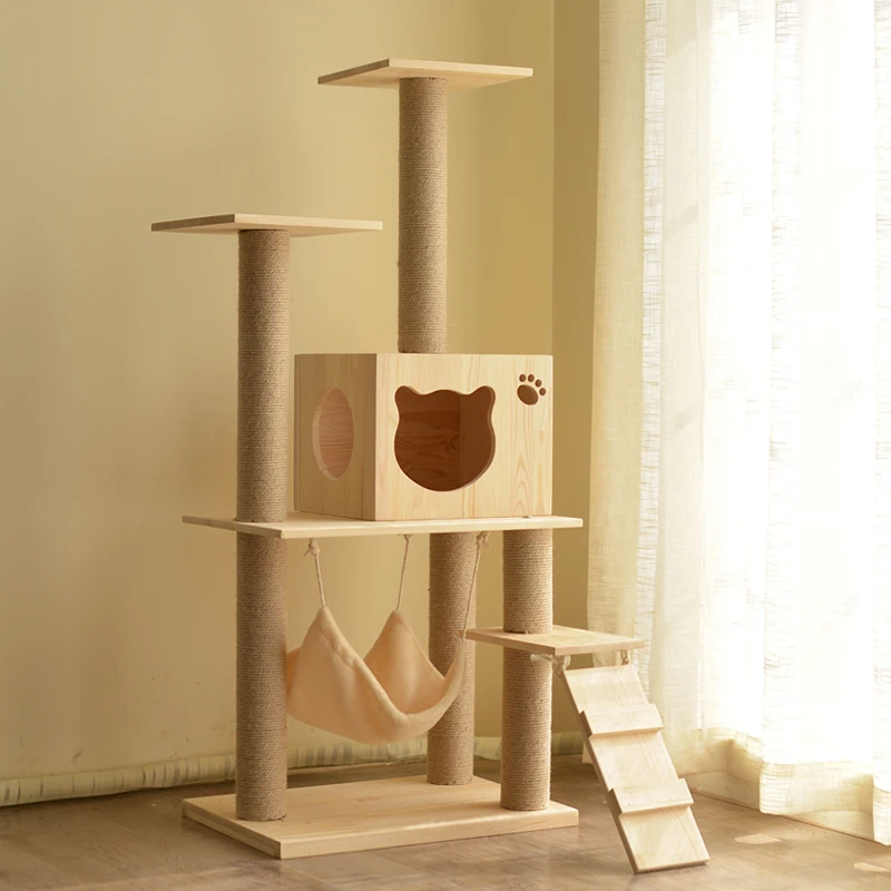 Твердый деревянный каркас для скалолазания кошек из цельного дерева гнездо для кошек Дерево Игрушка для кошек Мебель для кошек дерево для скалолазания кошек - Цвет: Фиолетовый