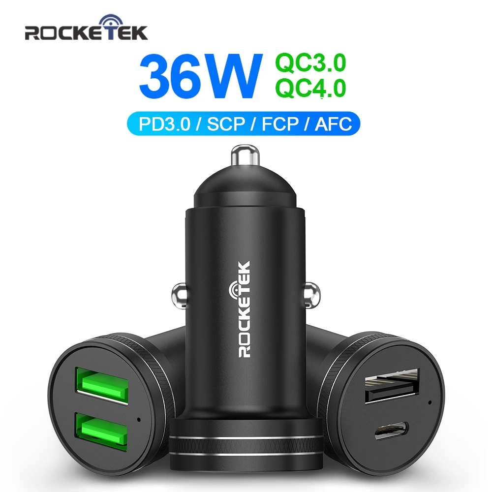 Автомобильное зарядное устройство Rocketek USB для iPhone 11 быстрая зарядка PD Xiaomi QC 4 0 3