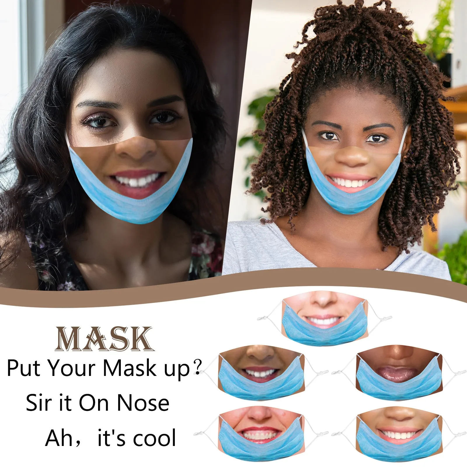 Adult Mascarillas Funny Washable Face Mask For Adults Women Pretend Not Wearing A Masque Mascaras Halloween Cosplay | Тематическая