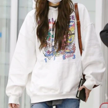 

Fashion Letters Dinosaur Women Hoodie Autumn 2020 Hooded Contrast Tie Loose Drawstring Hoodies Streetwear Korean Kpop Clothes