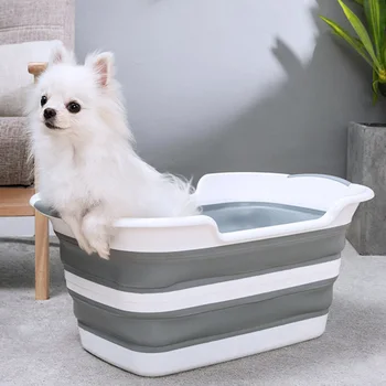 

Washtub laundry folding compact storage soft material with drain plug used for cats and dogs bathing