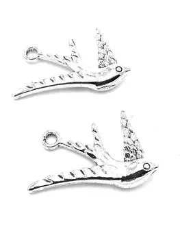 

20pcs Swallow charms pendant 26x25mm antique silver ornament accessories jewelry making DIY base material