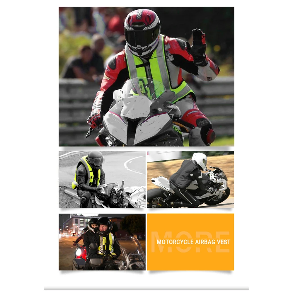 NEW Motorcycle Airbag Vest Men Motorcycle Jacket Reflective Motocross Air Bag Moto Vest Protective Black Fluorescent S-3XL
