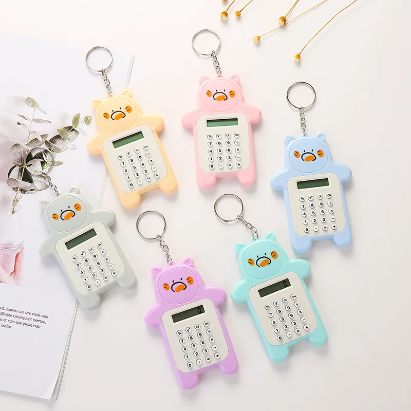 

Cartoon Mini Bear calculator student portable calculator test key chain computer