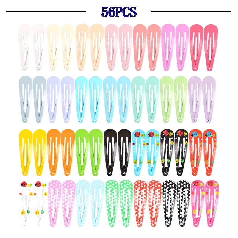 56 Uds Clip de pelo horquillas para cabello pasadores Clips Pins de Metal colorido Hairgrip de 5cm horquilla de cocodrilo mujeres Accesorios