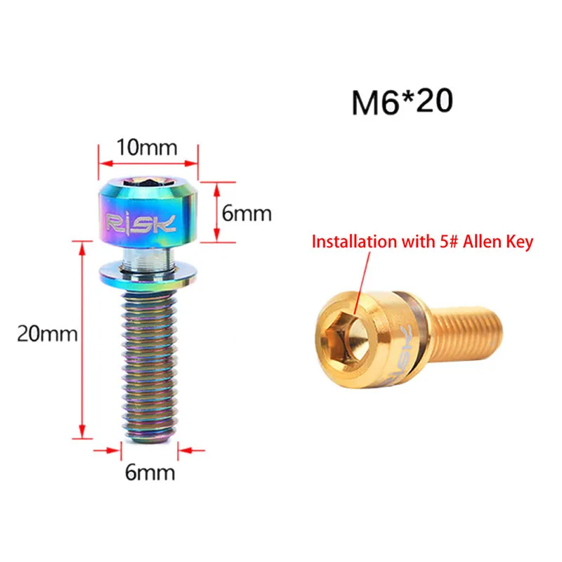 M6x20mm велосипедный велосипед дисковые тормозные болты суппорта титановые шурупы с шайбой прокладка