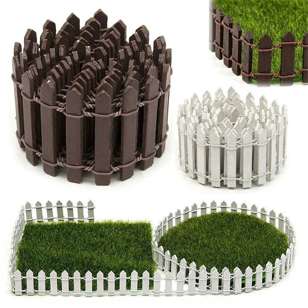 5*100cm Mini Wood Creative Simulation Small Fence Home Garden DIY Decoration Landscape Fairy Garden Figurines Miniatures Crafts