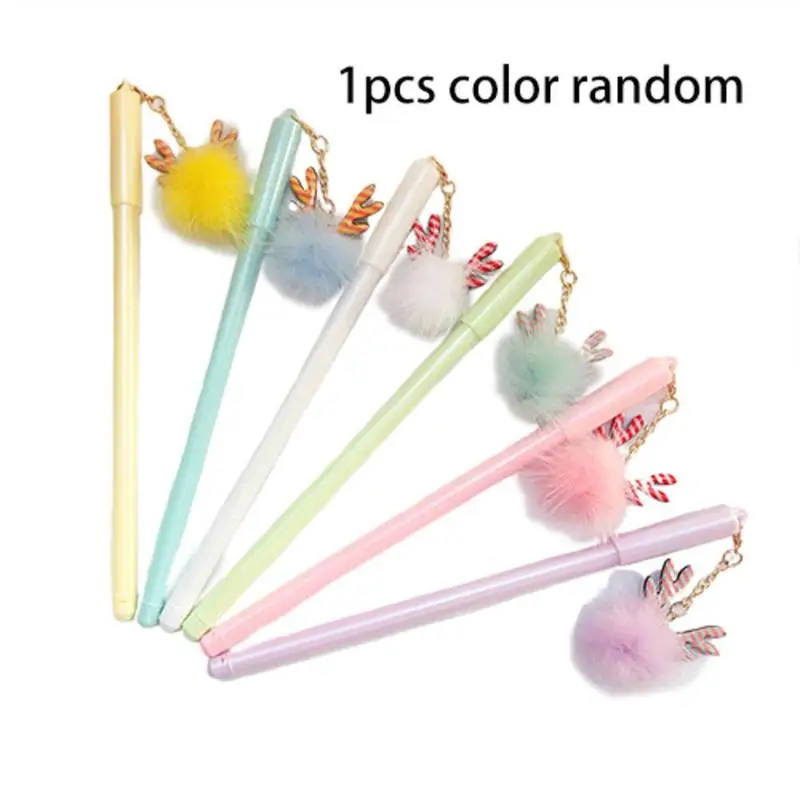 

Colorful 0.5mm Gel Pens Kawaii Christmas Elk Mink Ball Pendant Students Stationery Creative Water Pen For Kids Christmas Gift