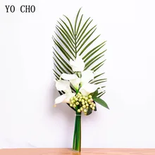 Йо Чо невесты Свадебный букет искусственного шелка розы цветок лилии поддельные эвкалипта лист подружки невесты белый букет украшение для дома