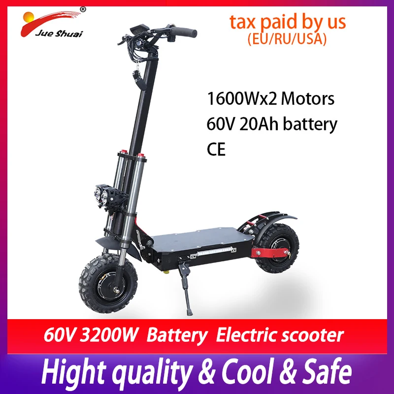 Электрический скутер для бездорожья 11 дюймов 105 км аккумулятор Samsung 60v2600w складной