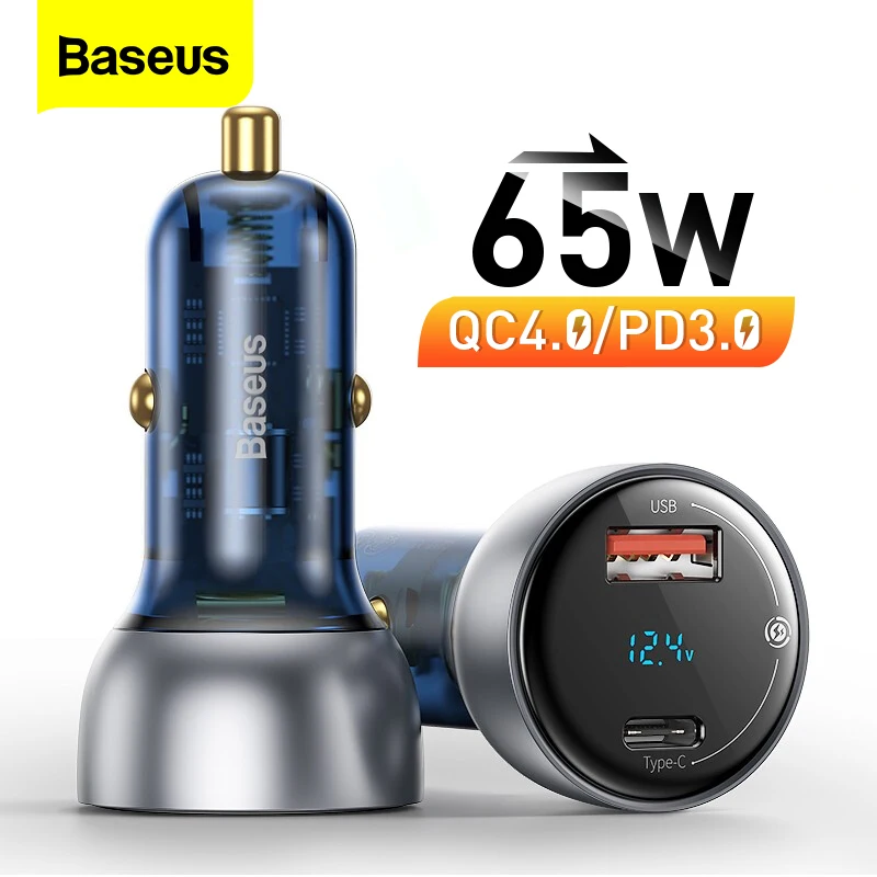 Baseus 65W USB Car Charger Quick Charge 4.0 3.0 QC4.0 QC3.0 Type C PD Fast Car Charging Charger For iPhone Xiaomi Mobile Phone|Car Chargers| - AliExpress