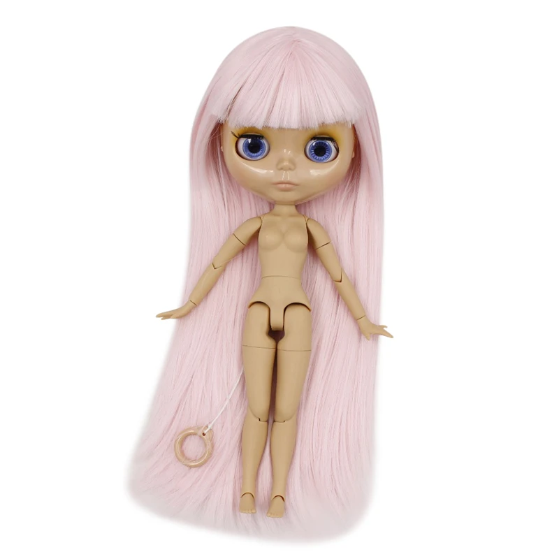 Ледяная кукла DBS Blyth 1/6 bjd прямые бледно розовые волосы загар кожа тела Сияющее
