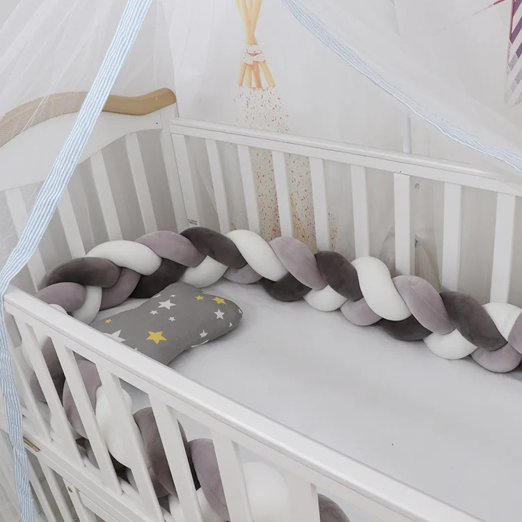 3M детский бампер кровать плетеная кроватка бамперы для мальчиков девочек Младенческая защита для кроватки бампер Тур де ЛИТ Bebe Tresse декор комнаты - Цвет: Gray White Dark Gray