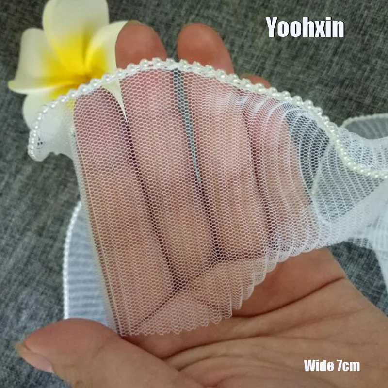 7 см в ширину Лидер продаж сделай сам жемчужно-белый хлопок тюль вышивка цветок