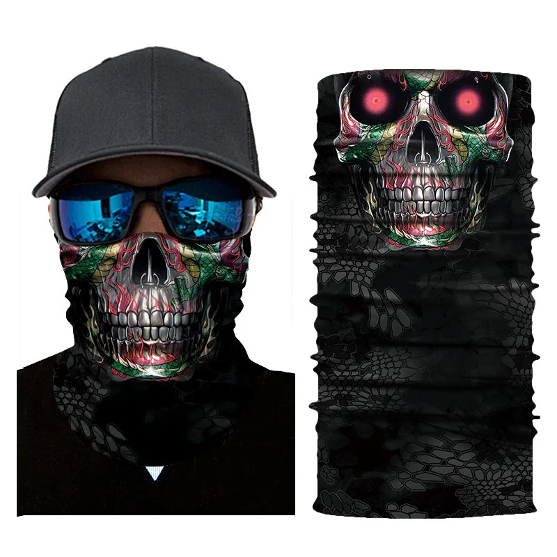 NEW 3D Skull Faces Scarf Outdoor Multi-use Men Magic Changeable Neck Tube Snood Bandana Warmer Unisex Scarves hair scarf for men Scarves