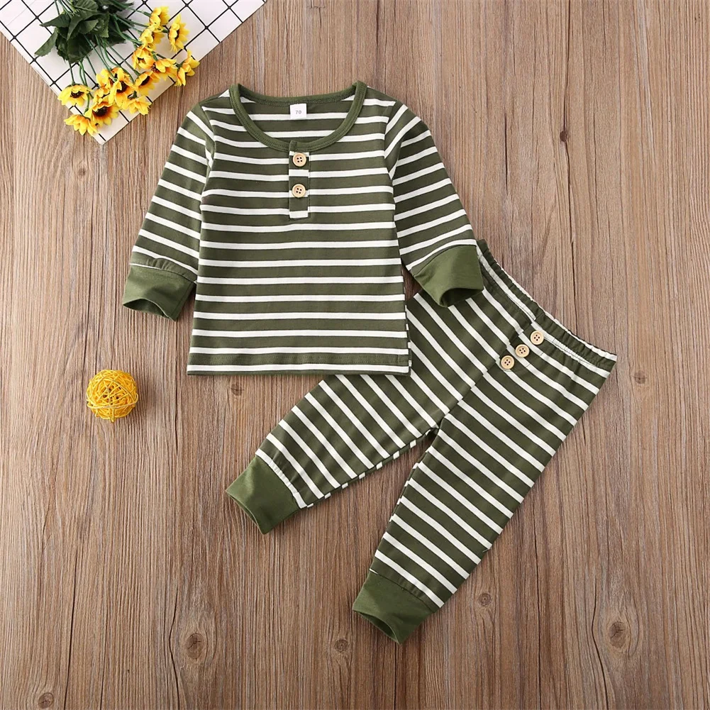 Г. Весенне-осенняя одежда для малышей полосатая футболка с кнопками и длинными рукавами для новорожденных мальчиков и девочек, топы, пуловер, футболка, штаны, комплект со штанами