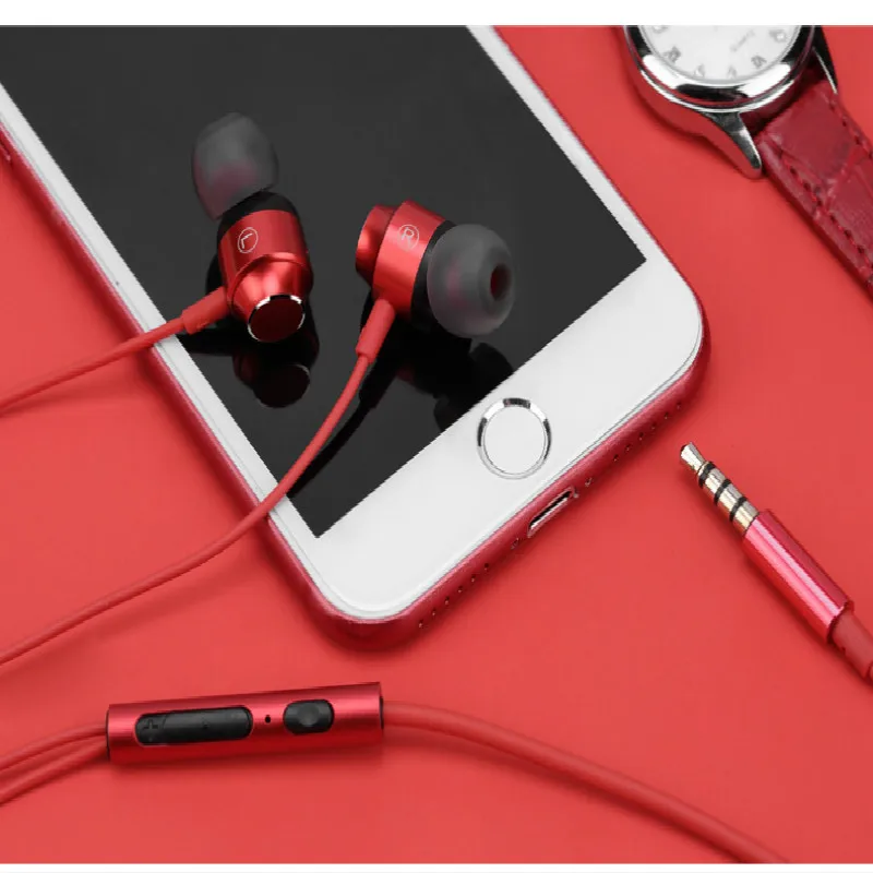 metal magnet earphone bass stereo gamer headset sport in-ear wired earphone