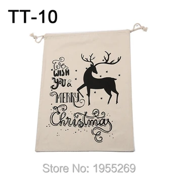 

Santa Sack Drawstring Canvas Bags 100pcs/lot Wholesale Large Santa Claus Christmas Decorations Present Bag Graduation Party