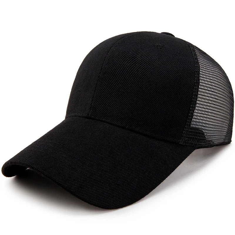 

Men's Adjustable Mesh Back Cap Black Mesh Back Trucker Cap Snapback Hat