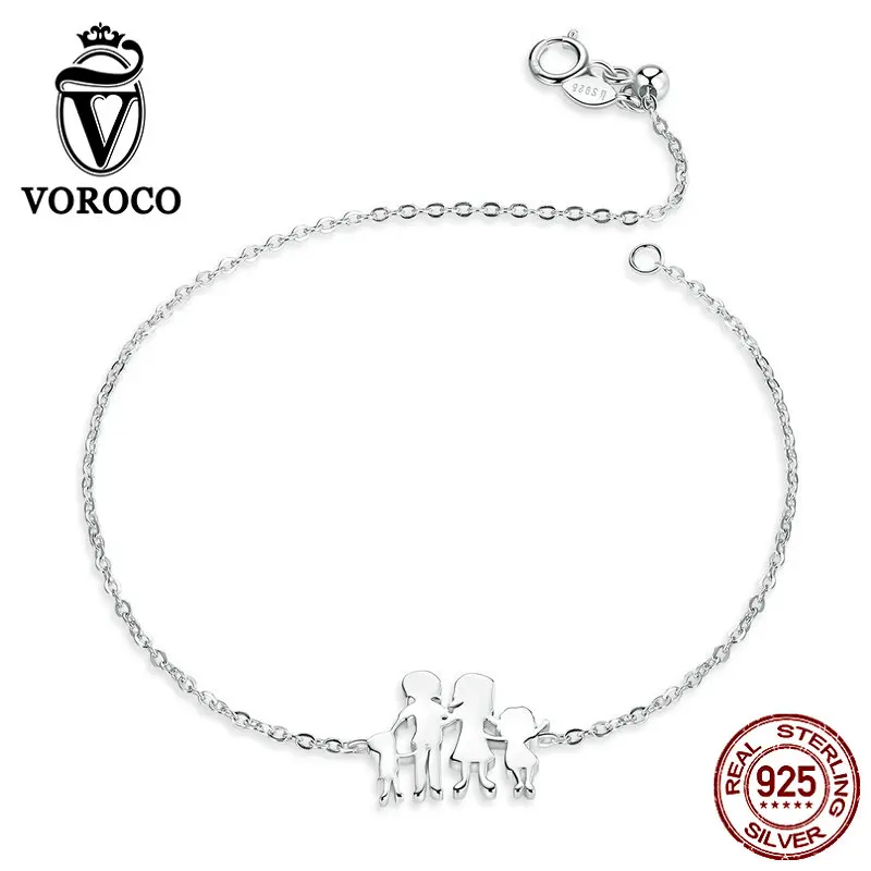 VOROCO 925 пробы Серебряный теплый семейный регулируемый браслет для женщин Подарок на годовщину высокое качество хорошее ювелирное изделие BKB164