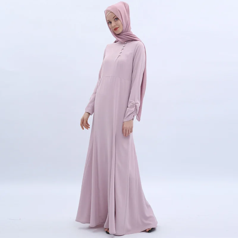 

New Turkey Fashion National Wind Allah Dress Pearl Clasp Simple Muslim Robe Women's Currently Available
