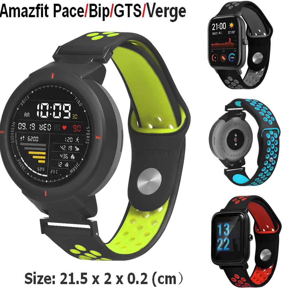 Silicagel Smart Wrist Strap For Huami Amazfit Pace Stratos 2/2S Watch Band for Bip/GTS/Verge 3 Straps Bracelet | Электроника