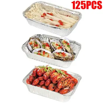 

125pcs Tin Boxes Bowls Aluminum Disposable Foil BBQ Drip Pan Baking Cooking Trays Foil Tin Box kitchen tools accessories