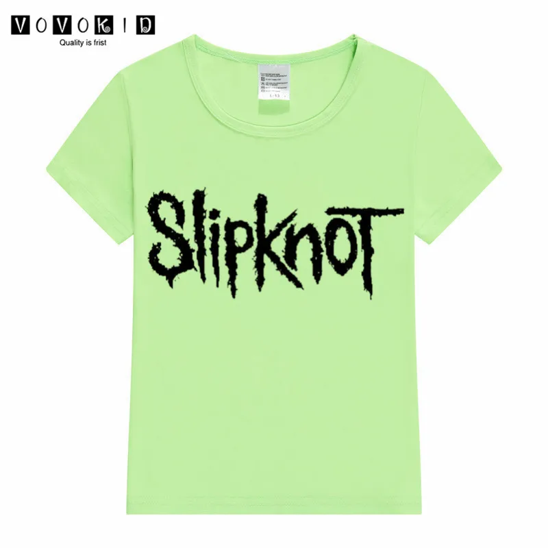 Футболка с принтом «Slipknot» для маленьких девочек и мальчиков детские Забавные футболки для маленьких детей розовые, серые, белые топы для маленьких девочек - Color: P1719C-green