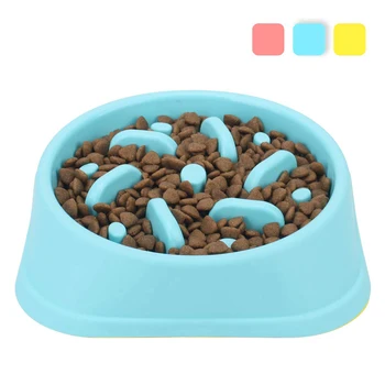 

Anti Choke Portable Pet Cat Dog Bowl Feeding Slow Down Eating Feeder Non-Slip Blue Small Plate For Cat Dog Accessories