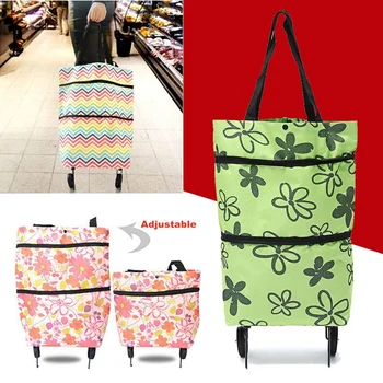 

2 In 1 Portable Foldable Shopping Cart Multifunction Telescopic Storage Bag with Wheel hh88
